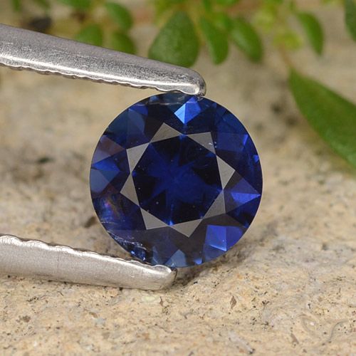0.68ct Natural Azul marino Zafiro, Redondo, VS