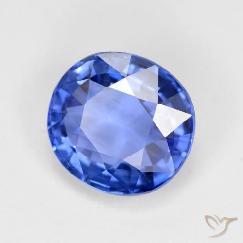 Zafiro Azul oscuro medio natural de 4.19 ct, Ovalada, VVS-VS