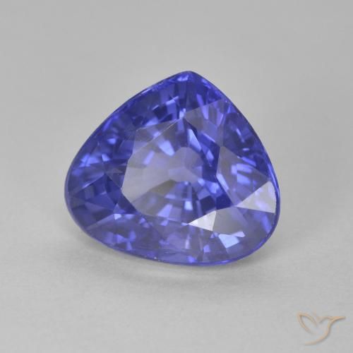 Zafiro Azul violeta oscuro natural de 4.01 ct, En forma de pera, VS
