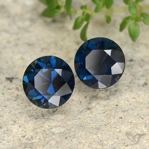 Gemas de Zafiro Azul noche natural de 1.26 ct, Redondo, VS