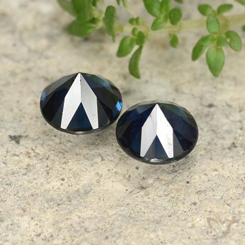 Gemas de Zafiro Azul noche natural de 1.26 ct, Redondo, VS