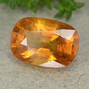 Zafiro Dorado naranja intenso natural de 6.35 ct, Forma Cojín, VS-SI