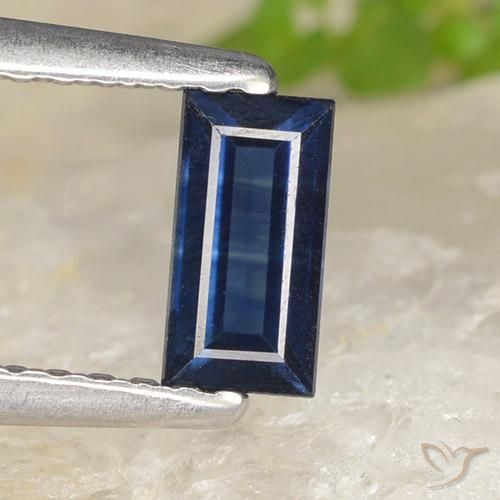 Zafiro Azul crepúsculo natural de 0.59 ct, Corte Baguette, VS