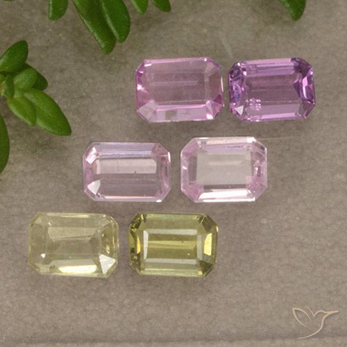 Gemas de Zafiro Multicolor natural de 1.58 ct, corte esmeralda, VS