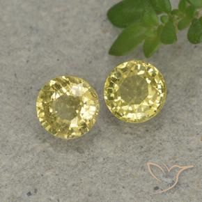 Gemas de Zafiro Amarillo claro natural de 0.88 ct, Redondo, VVS-VS