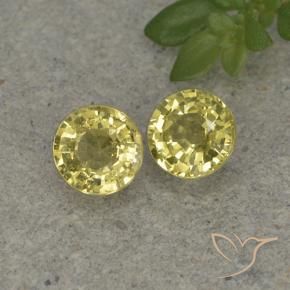 Gemas de Zafiro Amarillo claro natural de 0.89 ct, Redondo, VVS-VS