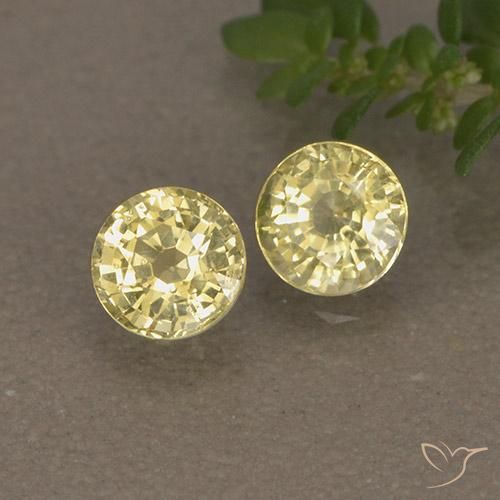 Gemas de Zafiro Medium Light-Yellow natural de 0.97 ct, Redondo, VVS-VS