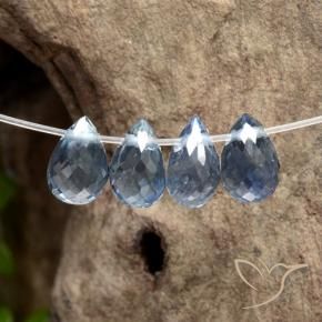 Gemas de Zafiro Azul pastel natural de 1.59 ct, Corte Briolette, VS