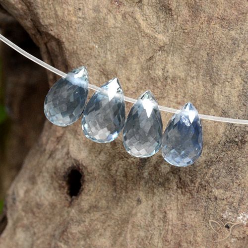 2.12ctw Natural Azul claro Zafiro, Corte Briolette, VS