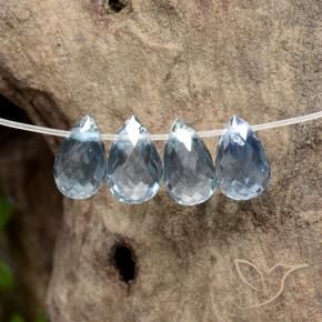 Gemas de Zafiro Azul claro natural de 2.12 ct, Corte Briolette, VS