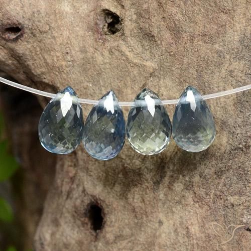 Gemas de Zafiro Azul pastel natural de 2.90 ct, Corte Briolette, VS