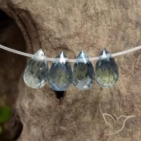 Gemas de Zafiro Azul amarillento natural de 2.10 ct, Corte Briolette, VS