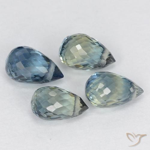 Gemas de Zafiro Multicolor natural de 2.02 ct, Corte Briolette, VS