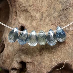 Gemas de Zafiro Azul pastel natural de 2.44 ct, Corte Briolette, VS