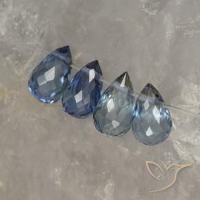 Gemas de Zafiro Azul marino natural de 1.50 ct, Corte Briolette, VS