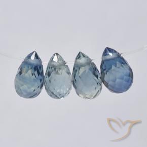 Gemas de Zafiro Azul marino natural de 1.71 ct, Corte Briolette, VS