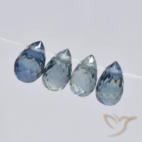 Gemas de Zafiro Azul marino natural de 1.71 ct, Corte Briolette, VS
