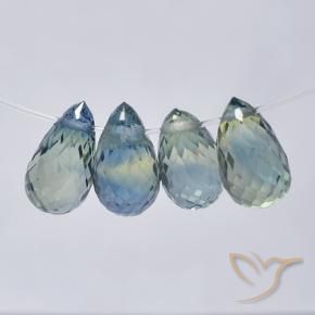 Gemas de Zafiro Azul pastel natural de 3.33 ct, Corte Briolette, VS