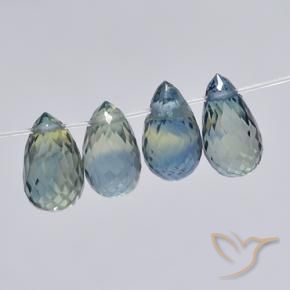 Gemas de Zafiro Azul pastel natural de 3.33 ct, Corte Briolette, VS