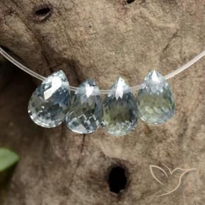 Gemas de Zafiro Verde azul medio natural de 2.23 ct, Corte Briolette, VS