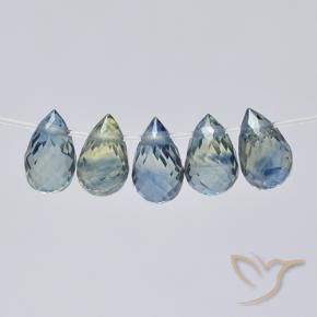 Gemas de Zafiro Azul pastel natural de 1.88 ct, Corte Briolette, VS