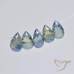 Gemas de Zafiro Azul pastel natural de 1.88 ct, Corte Briolette, VS