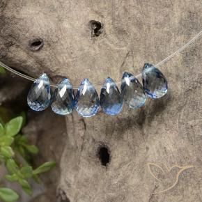 Gemas de Zafiro Azul claro natural de 2.86 ct, Corte Briolette, VS