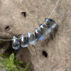 Gemas de Zafiro Azul claro natural de 2.86 ct, Corte Briolette, VS
