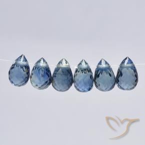 Gemas de Zafiro Azul pastel natural de 3.10 ct, Corte Briolette, VS