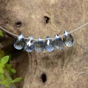 Gemas de Zafiro Azul claro natural de 2.46 ct, Corte Briolette, VS