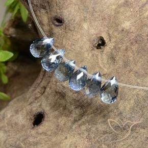 Gemas de Zafiro Azul claro natural de 2.46 ct, Corte Briolette, VS