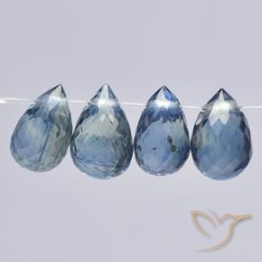 Gemas de zafiro azul natural de 2,34 ct, briolette, VS