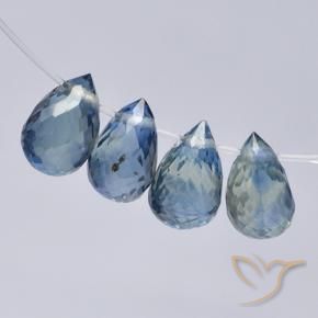 Gemas de zafiro azul natural de 2,34 ct, briolette, VS