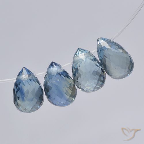 2.50ctw Natural Azul pastel Zafiro, Corte Briolette, VS