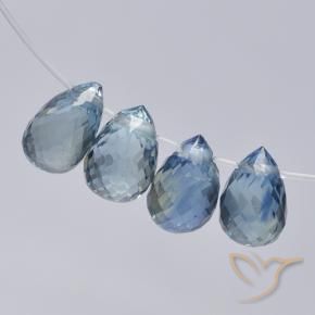 Gemas de Zafiro Azul pastel natural de 2.50 ct, Corte Briolette, VS