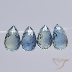 Gemas de Zafiro Azul pastel natural de 2.24 ct, Corte Briolette, VS