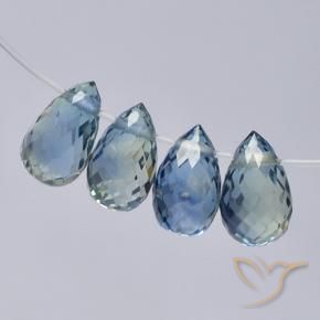 Gemas de Zafiro Azul pastel natural de 2.24 ct, Corte Briolette, VS