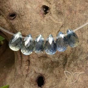Gemas de Zafiro Azul pastel natural de 2.42 ct, Corte Briolette, VS