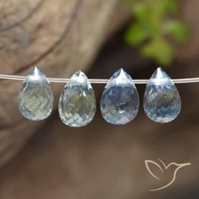 Gemas de Zafiro Azul pastel natural de 2.21 ct, Corte Briolette, VS