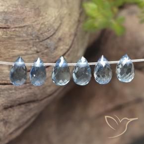 Gemas de Zafiro Azul claro natural de 2.13 ct, Corte Briolette, VS