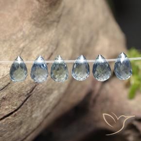 Gemas de Zafiro Azul claro natural de 2.18 ct, Corte Briolette, VS