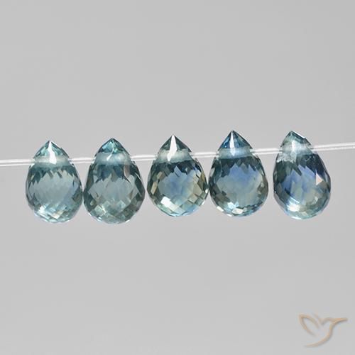 Gemas de Zafiro Tono cerceta natural de 2.33 ct, Corte Briolette, VS