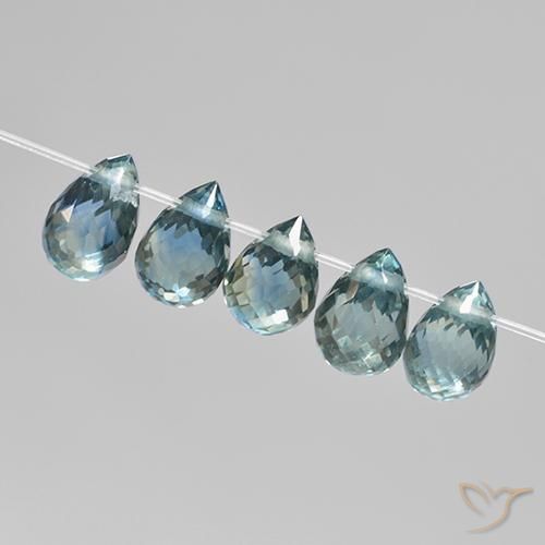 Gemas de Zafiro Tono cerceta natural de 2.33 ct, Corte Briolette, VS