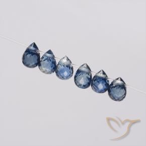 Gemas de Zafiro Azul marino natural de 1.68 ct, Corte Briolette, VS