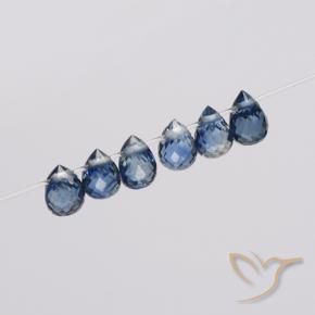 Gemas de Zafiro Azul marino natural de 1.68 ct, Corte Briolette, VS