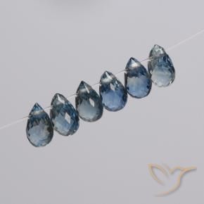 Gemas de Zafiro Azul marino natural de 2.34 ct, Corte Briolette, VS