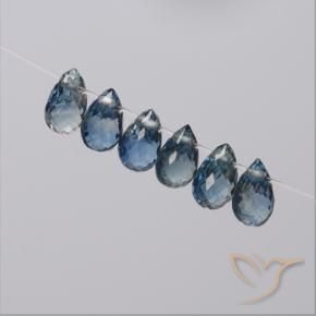 Gemas de Zafiro Azul marino natural de 2.34 ct, Corte Briolette, VS