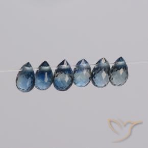 Gemas de Zafiro Azul marino natural de 1.95 ct, Corte Briolette, VS