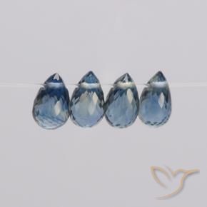 Gemas de Zafiro Azul marino natural de 1.98 ct, Corte Briolette, VS