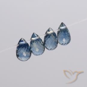 Gemas de Zafiro Azul marino natural de 1.98 ct, Corte Briolette, VS